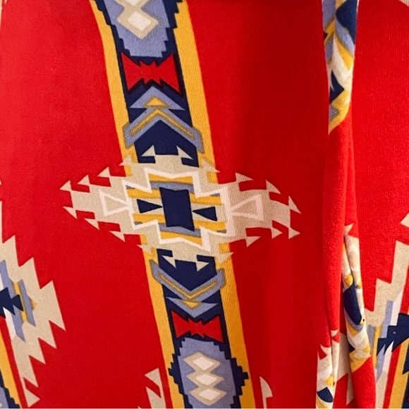 FREE PEOPLE LOVE SPELL Red Tribal Geometric Women’s Long Sleeve Medium Dress - Picture 8 of 15